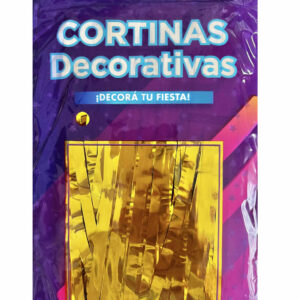 CORTINA FLECOS DORADA METALIZADA
