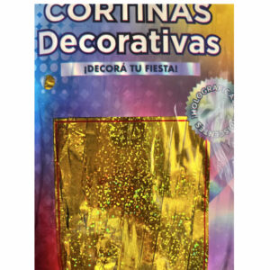 CORTINA FLECOS DORADA HOLOGRAFICA