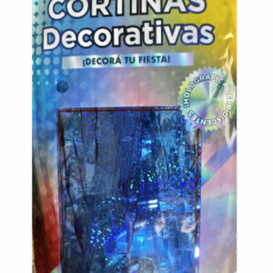 CORTINA FLECOS AZUL HOLOGRAFICA