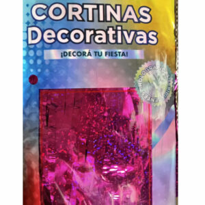 CORTINA FLECOS FUXIA HOLOGRAFICA