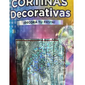 CORTINA FLECOS CELESTE HOLOGRAFICA