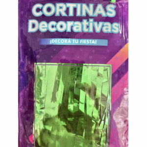 CORTINA  FLECOS VERDE METALIZADA