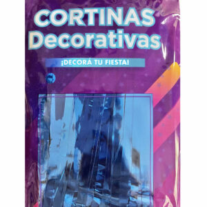 CORTINA FLECOS AZUL METALIZADA
