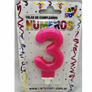 VELA NUMERO 3 ROSA