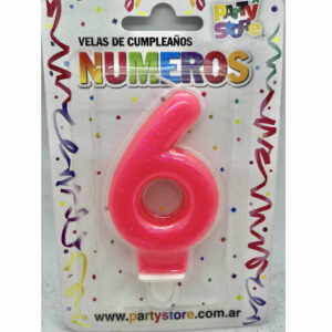 VELA NUMERO 6 ROSA