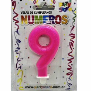 VELA NUMERO 9 ROSA
