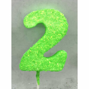 NUMERO 2 VERDE FLUO ADORNO TORTA gibre
