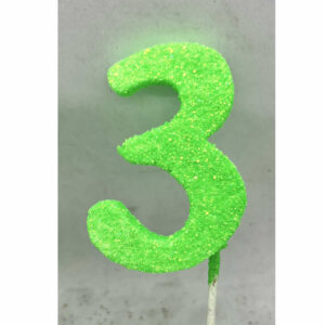 NUMERO 3 VERDE FLUO ADORNO TORTA gibre