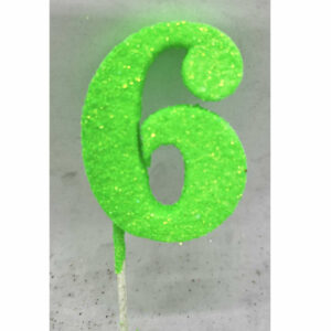 NUMERO 6 VERDE FLUO ADORNO TORTA gibre
