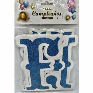 BANDERIN FELIZ CUMPLEAÑOS CELESTE CON BORDE BLANCO