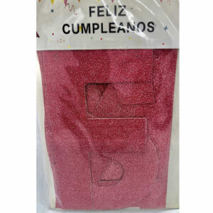 BANDERIN FELIZ CUMPLEAÑOS ROJO CON BRILLOS