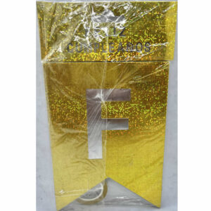 BANDERIN FELIZ CUMPLEAÑOS DORADO Y PLATEADO