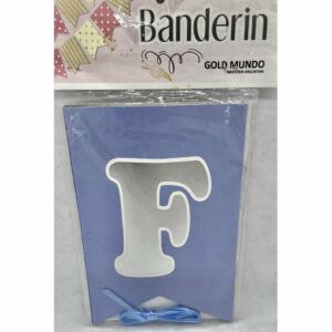 BANDERIN FELIZ CUMPLEAÑOS AZUL CON PLATA