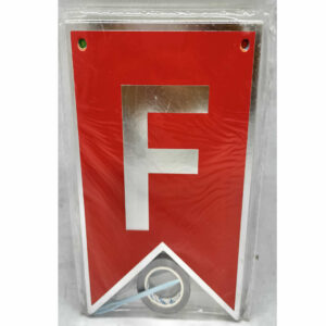 BANDERIN FELIZ CUMPLEAÑOS ROJO BORDES PLATA CON LETRAS PLATA