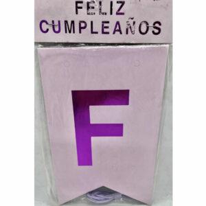 BANDERIN FELIZ CUMPLEAÑOS LILA LETRAS VIOLETA