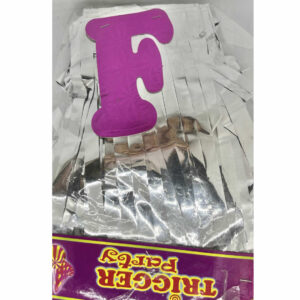 BANDERIN FELIZ CUMPLEAÑOS CON FLECOS PLATA