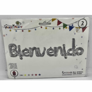 GLOBO BIENVENIDOS PLATA CURSIVA