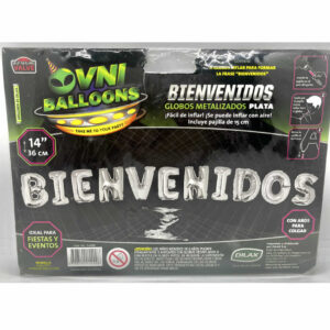 GLOBO BIENVENIDOS PLATA IMPRENTA MAYUSCULAS