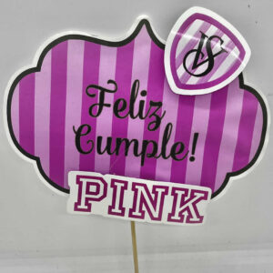 ADORNO TORTA FELIZ CUMPLEANOS PINK