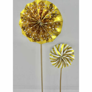 DECO DE TORTA ABANICOS DORADOS