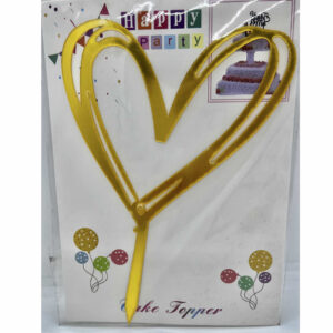 ADORNO DE TORTA ACRILICO CORAZON DORADO