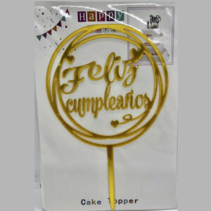 CARTEL FELIZ CUMPLEAñOS ACRILICO DORADO