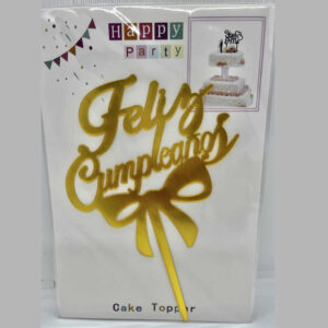 CARTEL FELIZ CUMPLEAñOS ACRILICO DORADO