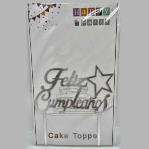 CARTEL FELIZ CUMPLEAñOS ACRILICO PLATA