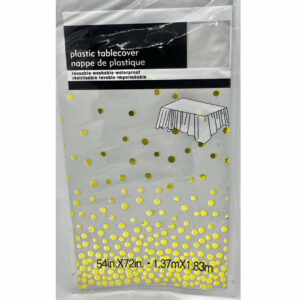 MANTEL PLASTICO BLANCO CON DORADO