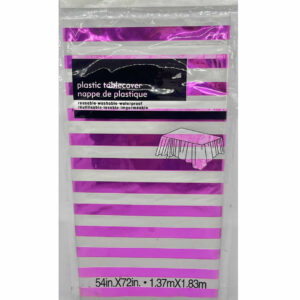 MANTEL PLASTICO RAYADO FUXIA