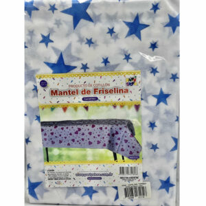 MANTEL BLANCO CON ESTRELLA AZULES