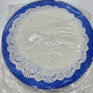 BANDEJA REDONDA AZUL con gibre para torta