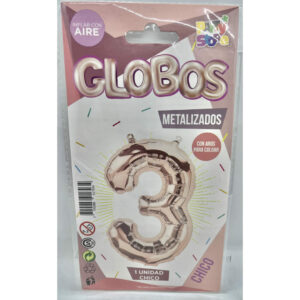 GLOBO NUMERO 3 ROSE 16'