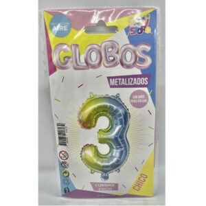 GLOBO NUMERO 3 MULTICOLOR 16'