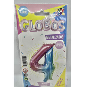 GLOBO NUMERO 4 MULTICOLOR 16'
