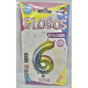 GLOBO NUMERO 6 MULTICOLOR 16'