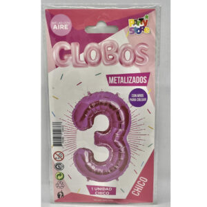 GLOBO NUMERO 3 ROSA 16'