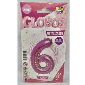 GLOBO NUMERO 6 ROSA 16'