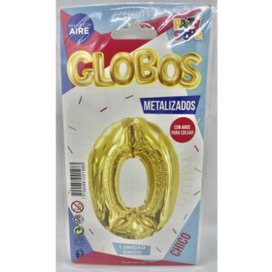 GLOBO NUMERO 0 DORADO 16"