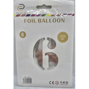 GLOBO NUMERO 6 PLATA 40"