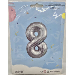 GLOBO NUMERO 8 PLATA 40"