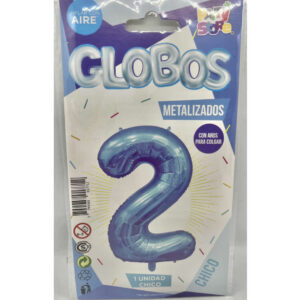 GLOBO NUMERO 2 CELESTE 16"