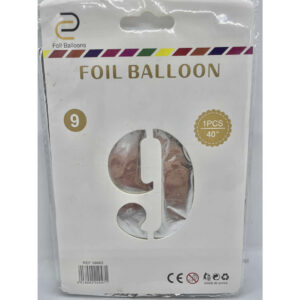 GLOBO NUMERO 9 PLATA 40"