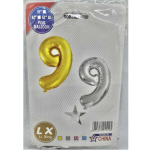 GLOBO NUMERO 9 PLATA 42"