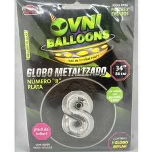 GLOBO NUMERO 8 PLATA 34"