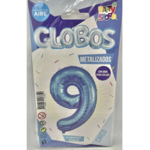GLOBO NUMERO 9 CELESTE 16"