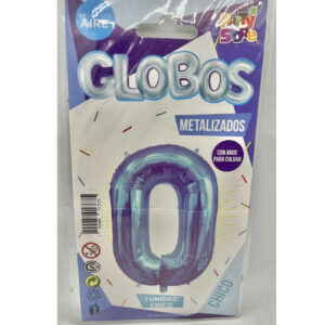 GLOBO NUMERO 0 CELESTE 16"