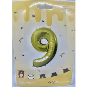 GLOBO NUMERO 9 DORADO 16"
