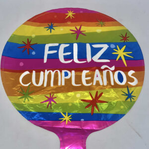 GLOBO FELIZ CUMPLEANOS MINI CON VARIOS COLORES Y ESTRELLAS