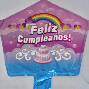 GLOBO FELIZ CUMPLEANOS MINI FORMA ESTRELLA con arcoiris